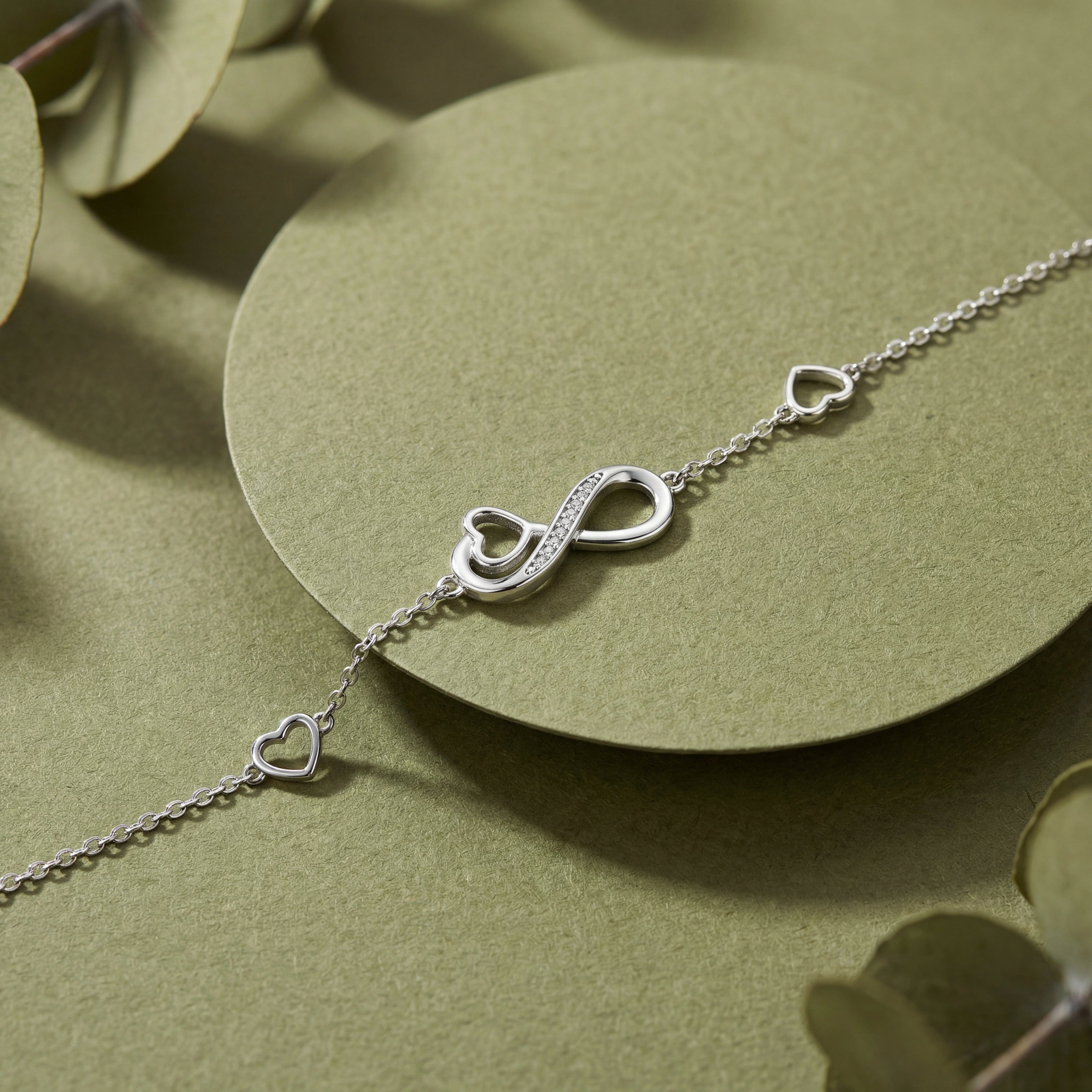 Infinity Heart Design Diamond Adjustable Bracelet for Women