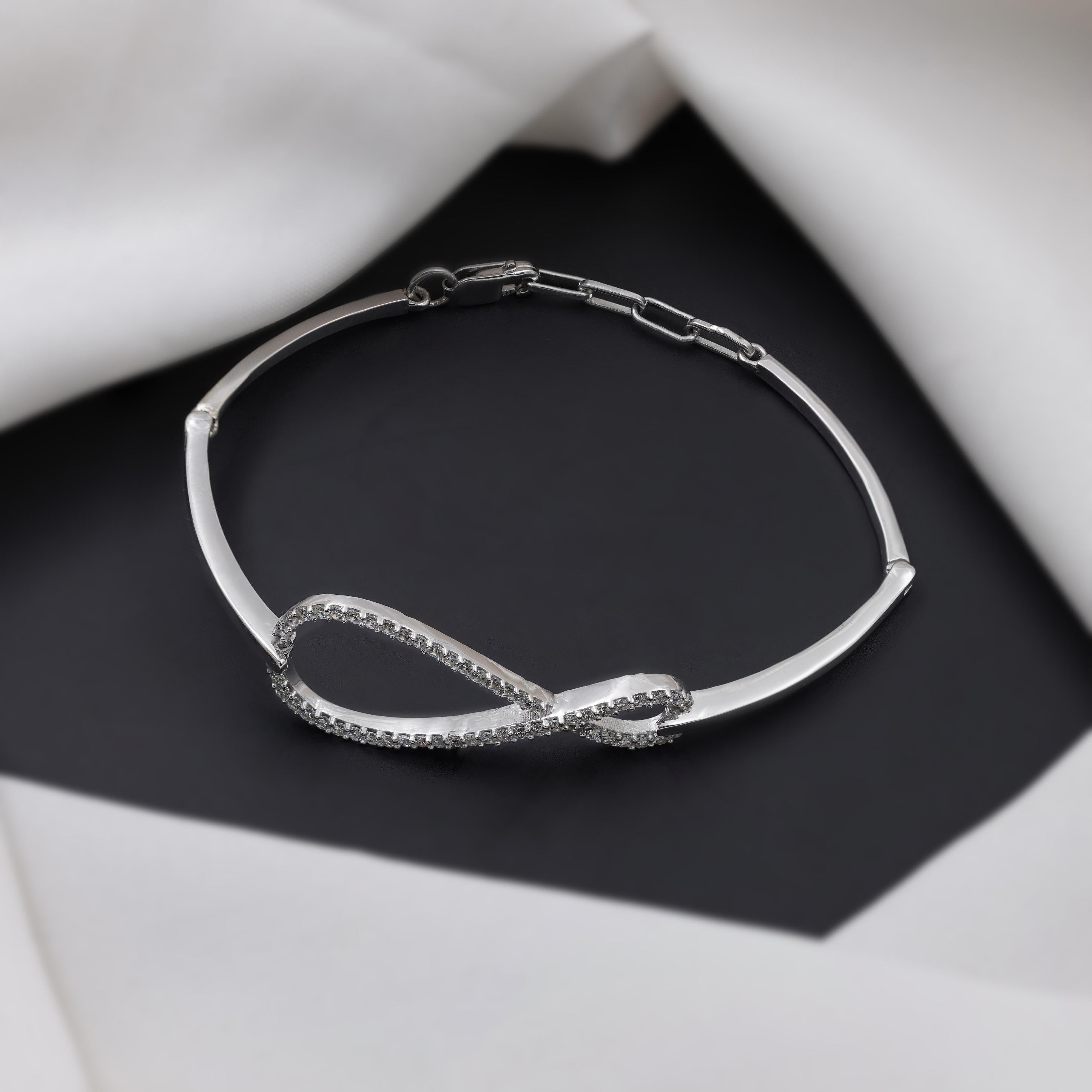 Infinity Diamond Silver Bracelet for Women