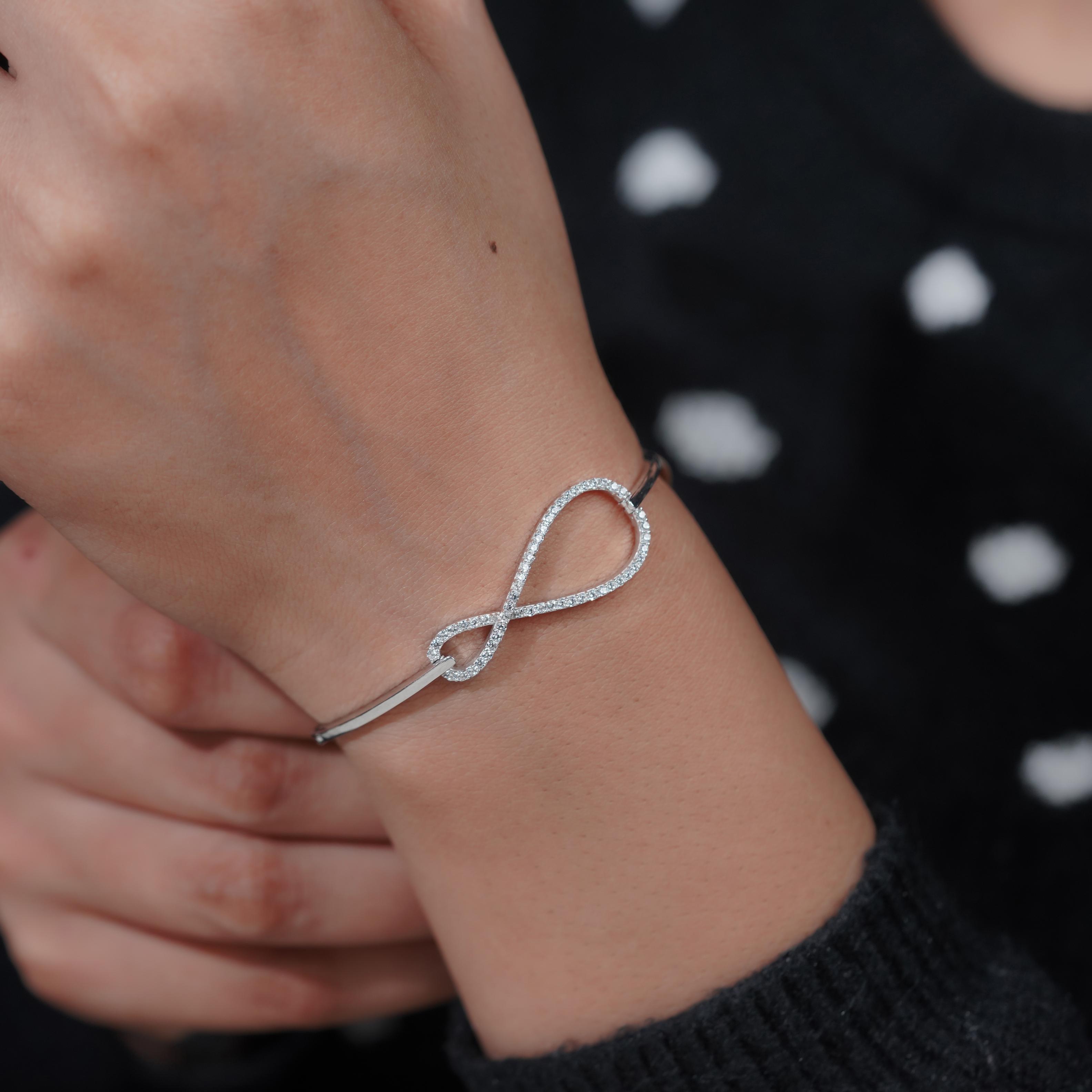 Infinity Diamond Silver Bracelet for Women