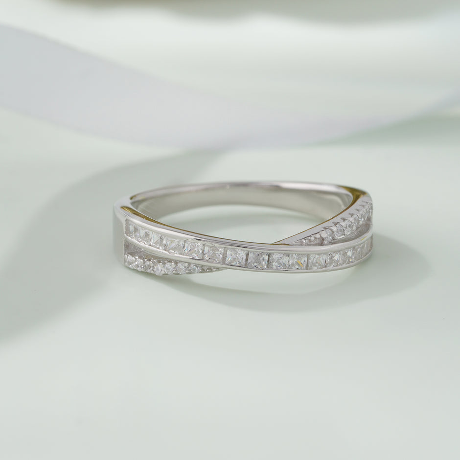 Infinity Design Diamond Ring on Hand