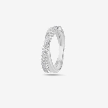 Infinity Design Diamond Silver Ring on Hand