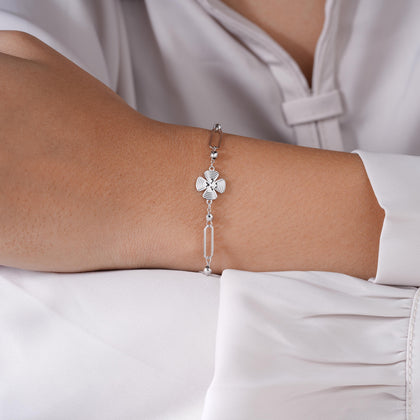 Butterfly Charm Adjustable Silver Bracelet for Women