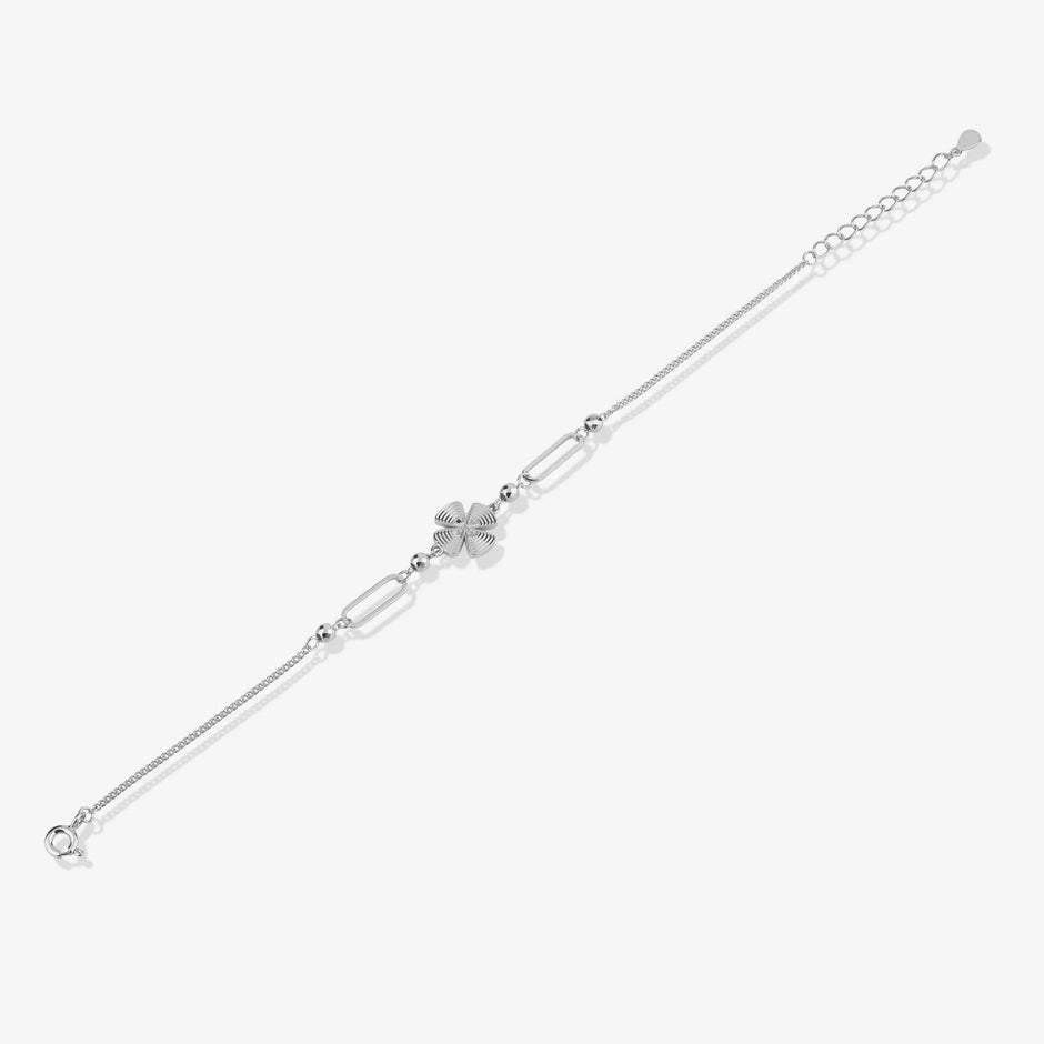 Butterfly Charm Adjustable Silver Bracelet for Women