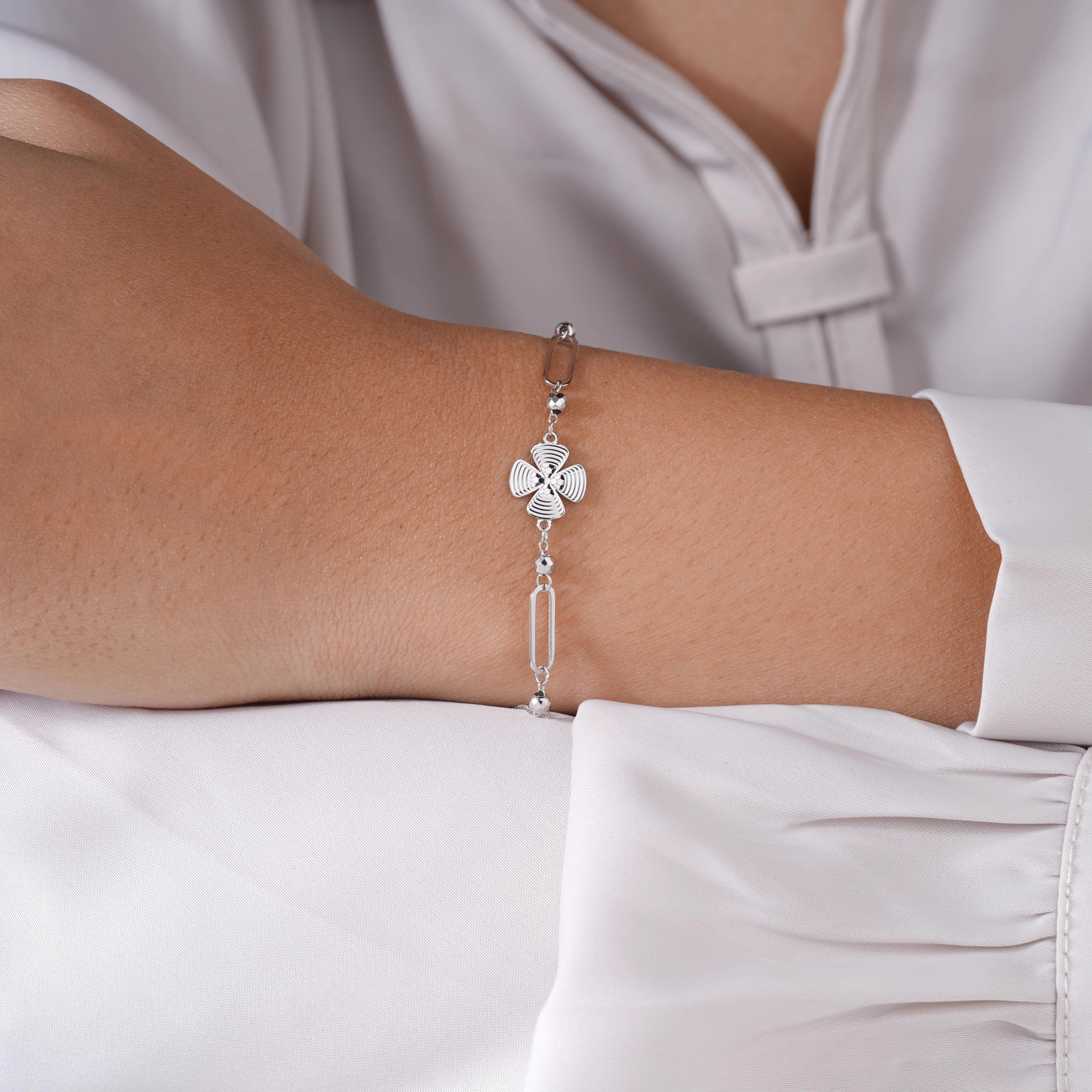 Butterfly Charm Adjustable Silver Bracelet for Women
