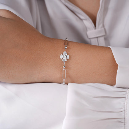 Butterfly Charm Adjustable Silver Bracelet for Women