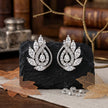 Leaf Swirl Diamond 925 Sterling Silver Stud Earrings for Women