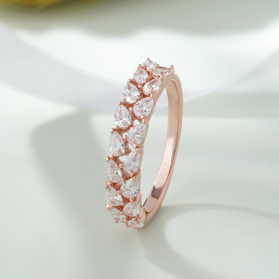 Leaf Design CZ Diamond Rose Gold Ring