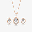 Leaf Pear Drop Diamond CZ 925 Sterling Silver Rose Gold Pendant Set for Women