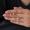 Leaf Pear Drop Diamond CZ 925 Sterling Silver Rose Gold Pendant Set for Women