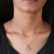 Leaf Pear Drop Diamond CZ 925 Sterling Silver Rose Gold Pendant Set for Women
