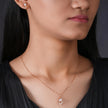 Leaf Pear Drop Diamond CZ 925 Sterling Silver Rose Gold Pendant Set for Women