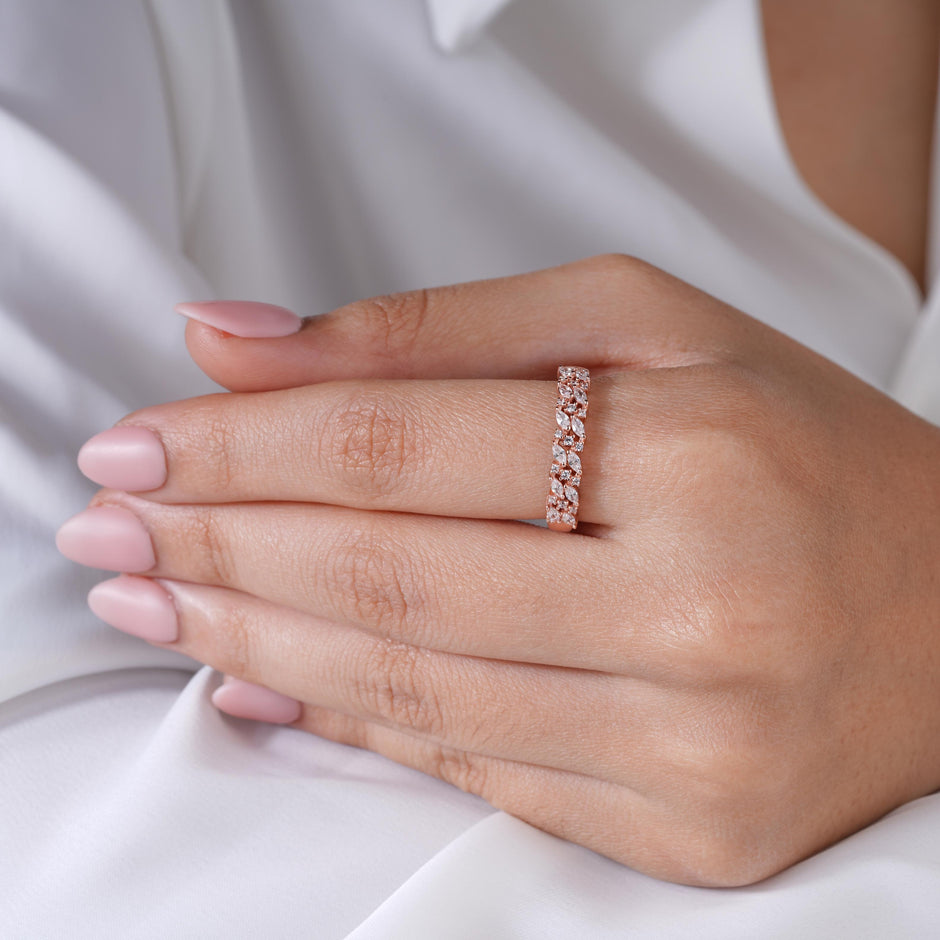Leaf Diamond Rose Gold Ring