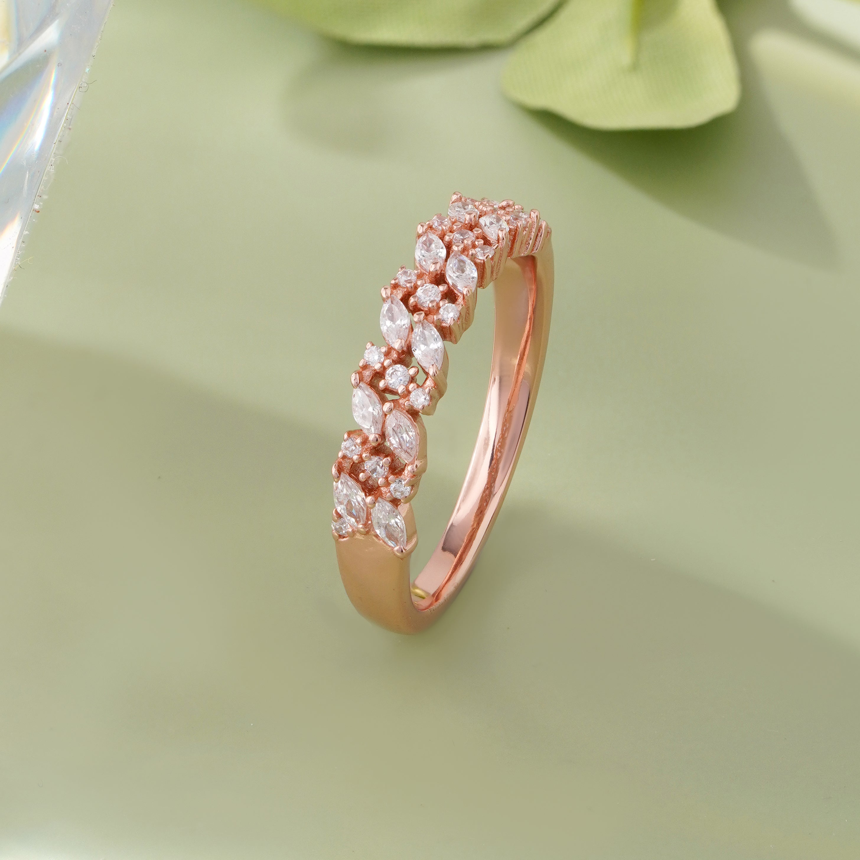Leaf Diamond Rose Gold Ring