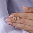 Light Brown Stone Heart Silver Earrings
