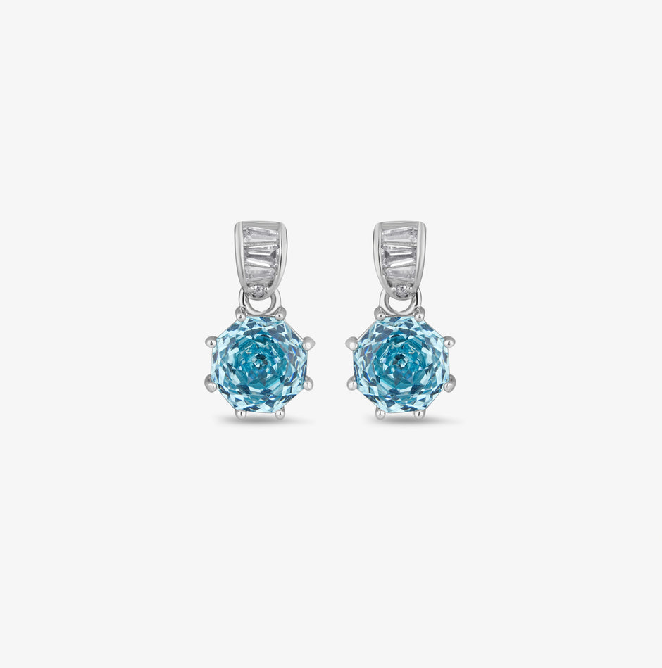 Light Pink Diamond Classic Round Shape 925 Sterling Silver Drop Earrings for Women