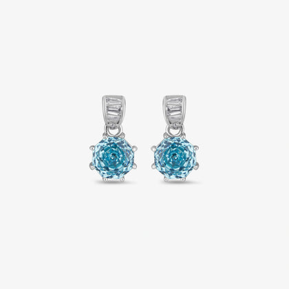 Light Pink Diamond Classic Round Shape 925 Sterling Silver Drop Earrings for Women