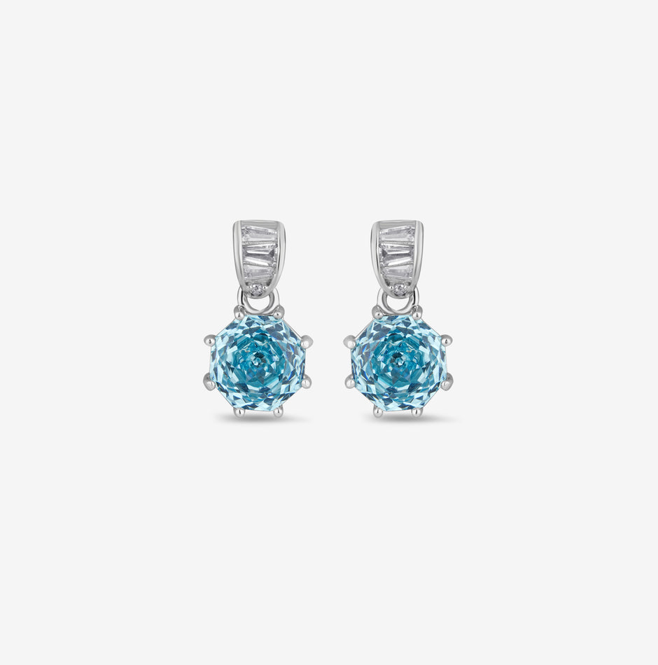 Light Pink Diamond Classic Round Shape 925 Sterling Silver Drop Earrings for Women