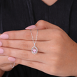 light pink diamond spiral 925 silver pendant chain