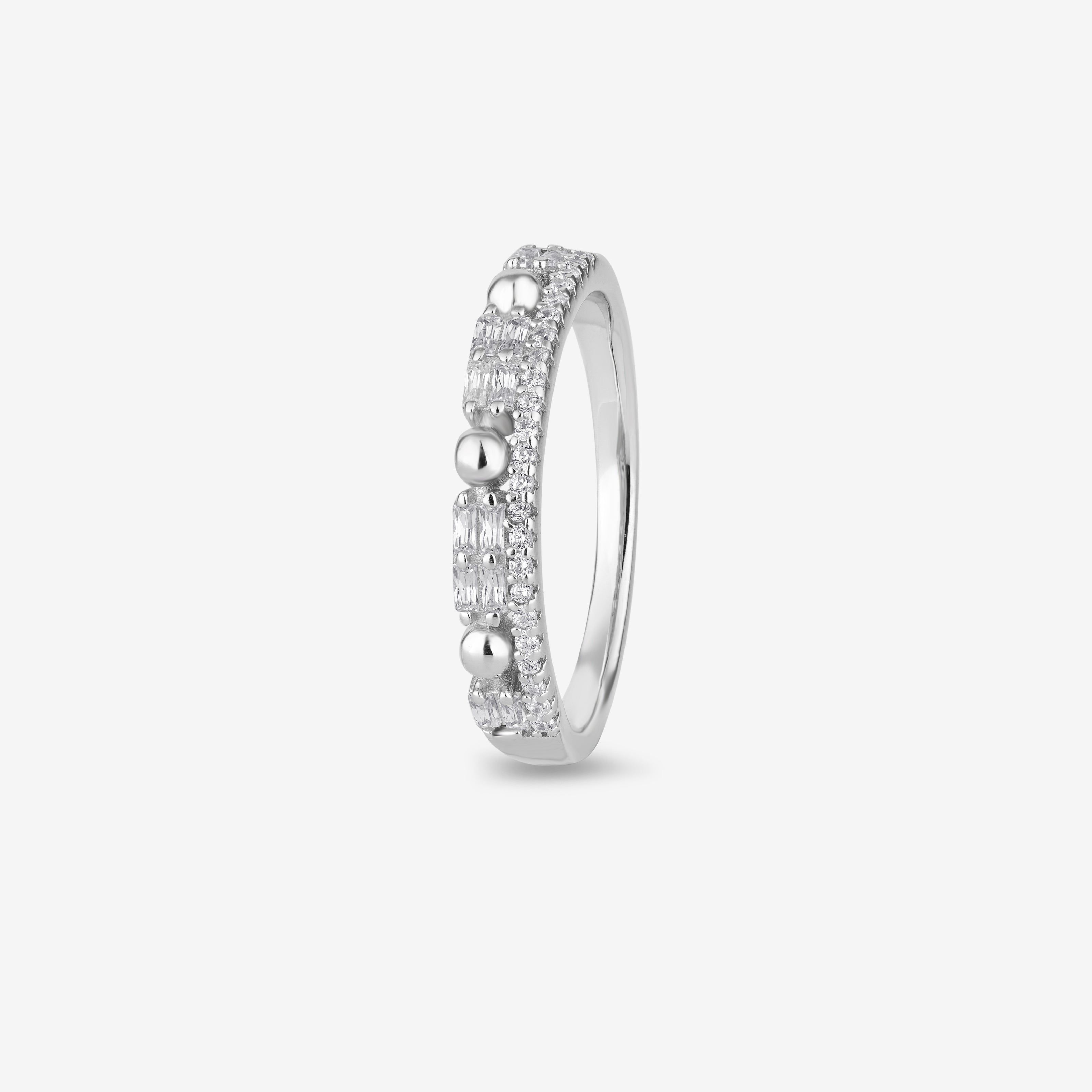 Geometric Diamond Silver Ring