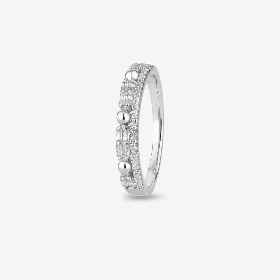 Geometric Diamond Silver Ring