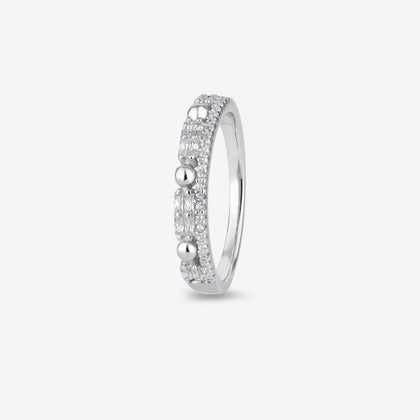 Geometric Diamond Silver Ring