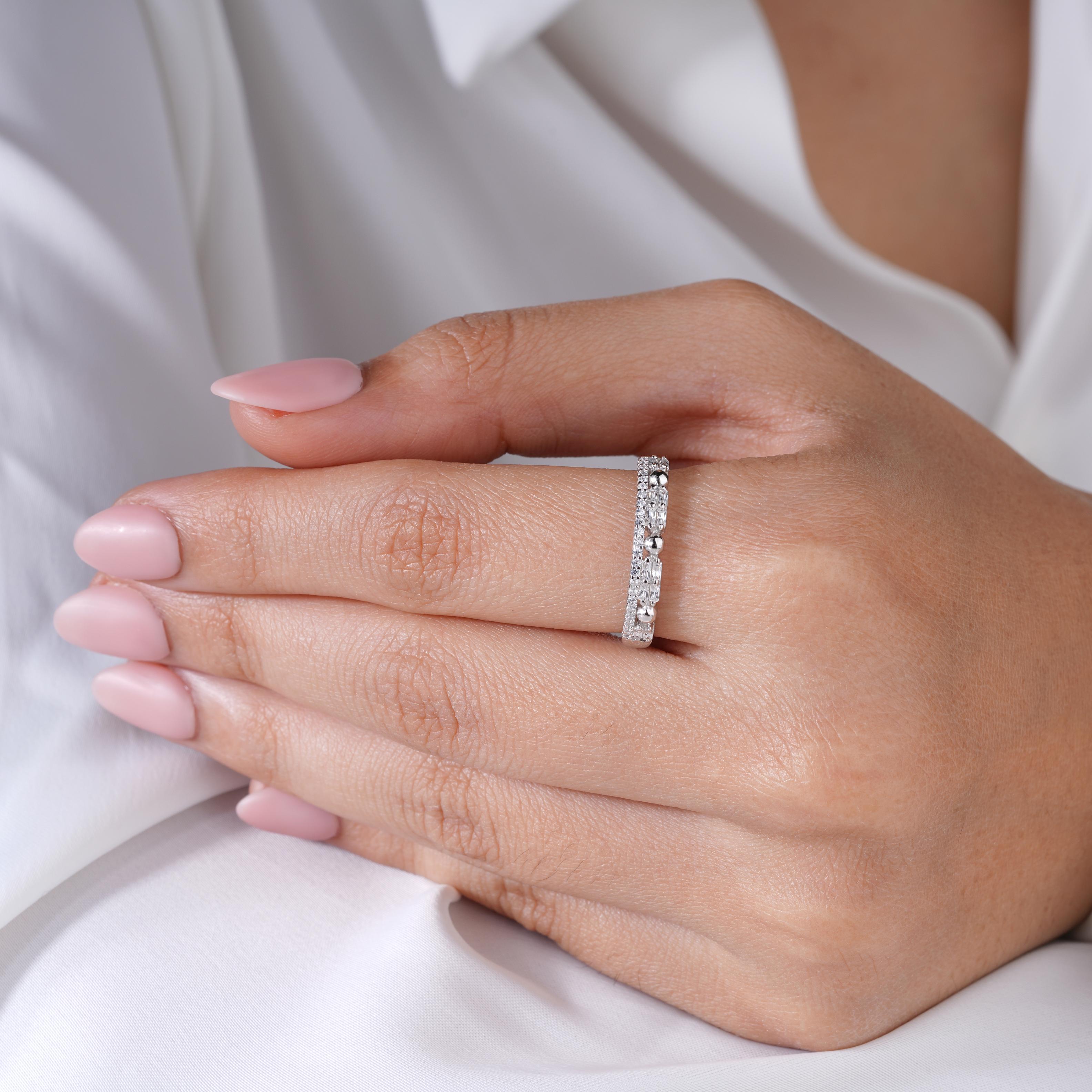 Geometric Diamond Silver Ring
