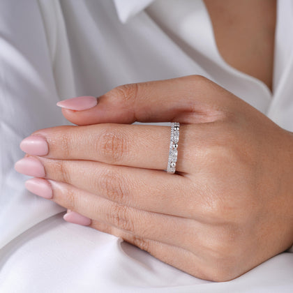 Geometric Diamond Silver Ring
