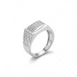 Linear Stone Design 925 Sterling Silver Men's Ring with Geometric Cutwork