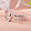 Linear Diamond Cut Textured 925 Sterling Silver Couple Band for Women