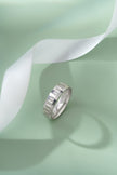 Linear Diamond Cut Textured 925 Sterling Silver Couple Band for Women