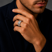 Elegant 925 Sterling Silver Ring for Men with Pavé CZ Diamonds