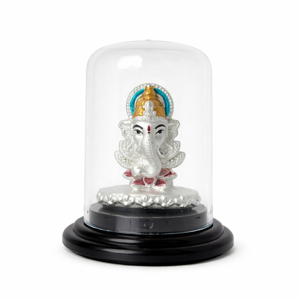 Lord Ganesha Idol with Glass Dome