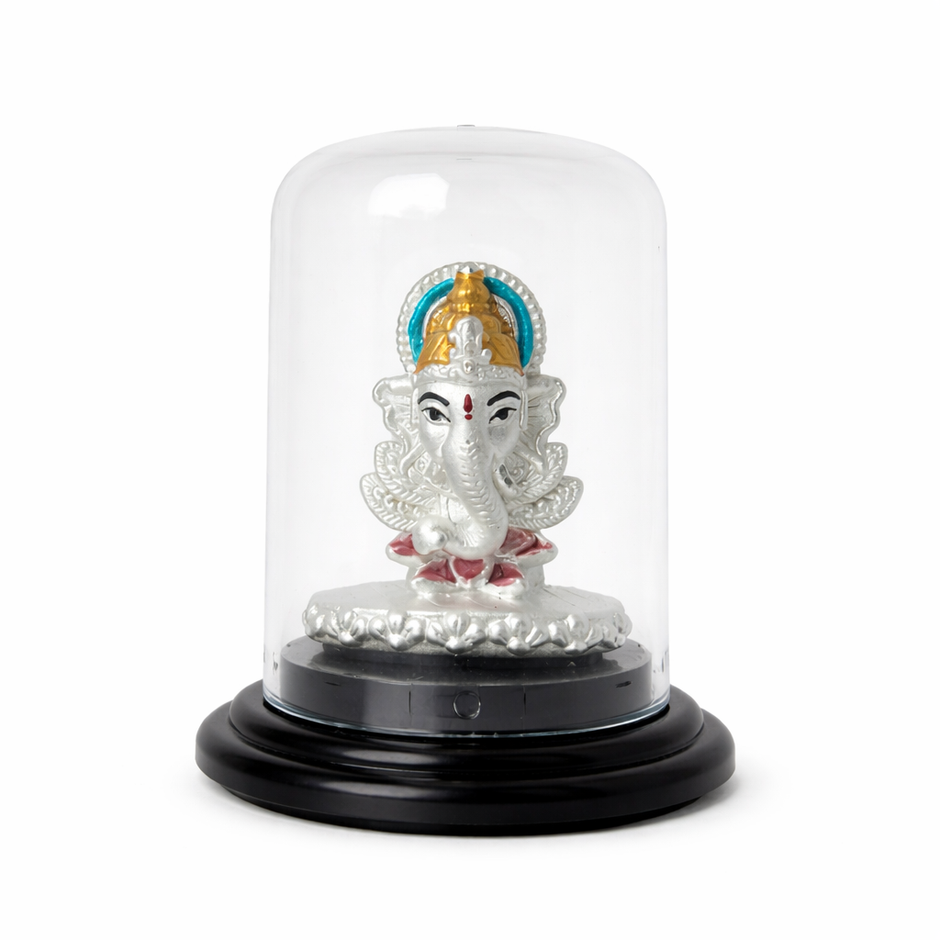 Lord Ganesha Idol with Glass Dome