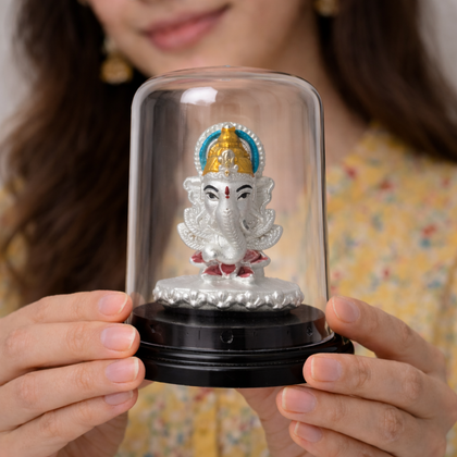Lord Ganesha Idol with Glass Dome