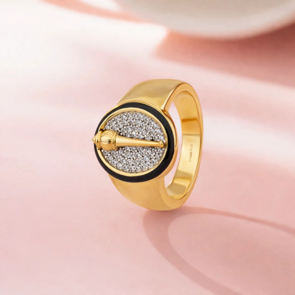 Royal Oval Cross CZ 925 Sterling Silver Ring for Men