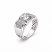Luxury Raised Square Stone 925 Sterling Silver Men's Statement Ring