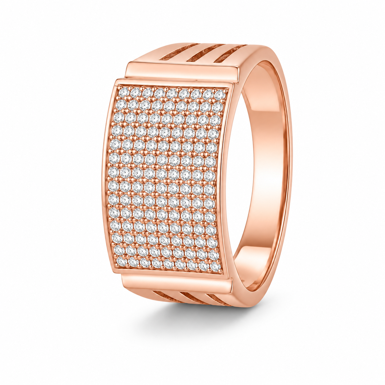 Rose Gold Square CZ 925 Sterling Silver Ring for Men