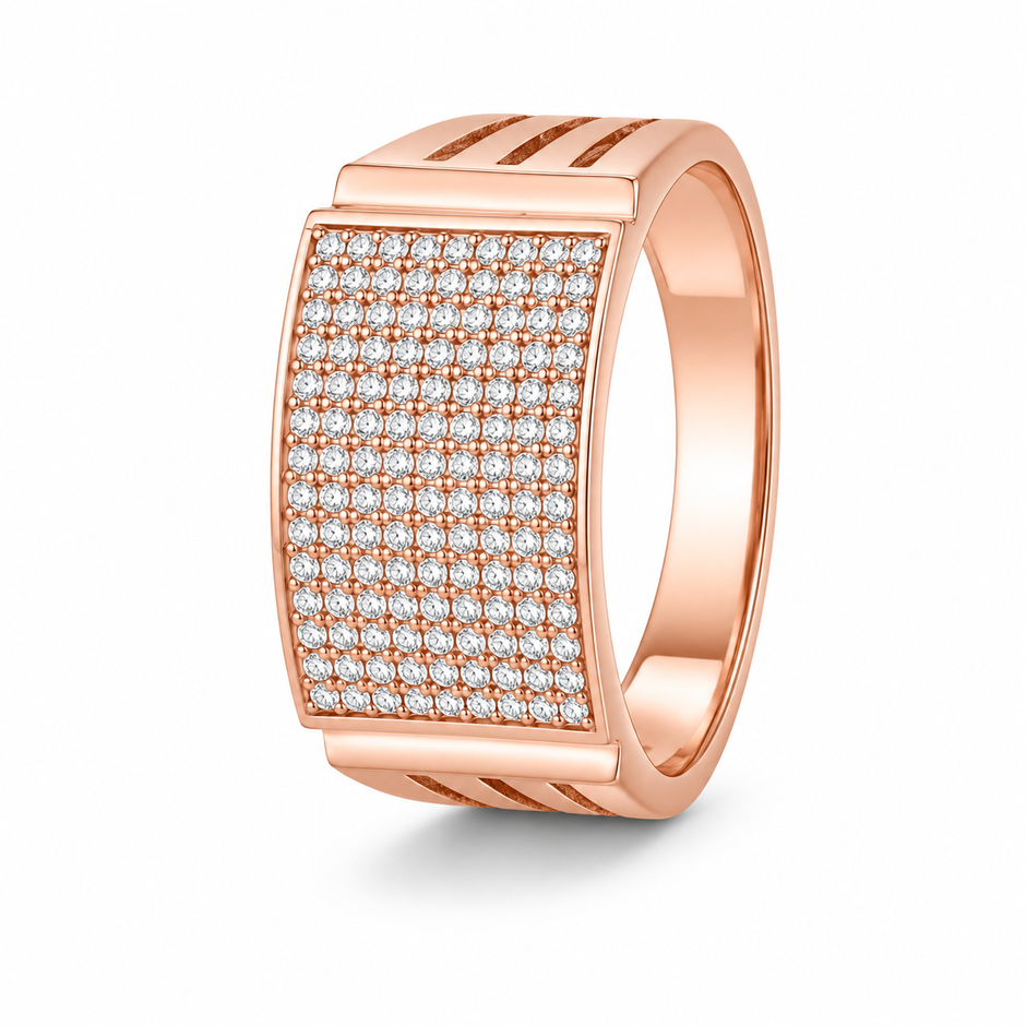 Rose Gold Square CZ 925 Sterling Silver Ring for Men