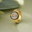 Luxury Diamond Accent 925 Sterling Silver Yellow Gold Ring for Men