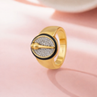 Luxury Diamond Accent 925 Sterling Silver Yellow Gold Ring for Men