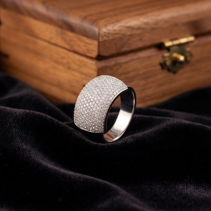 Luxury Diamond Dome Ring for Men in Sterling 925 Silver