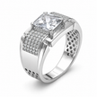 Premium Sterling Silver Ring for Men with Princess Cut Cubic Zirconia