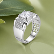 Premium Sterling Silver Ring for Men with Princess Cut Cubic Zirconia