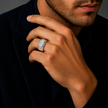 Premium Sterling Silver Ring for Men with Princess Cut Cubic Zirconia