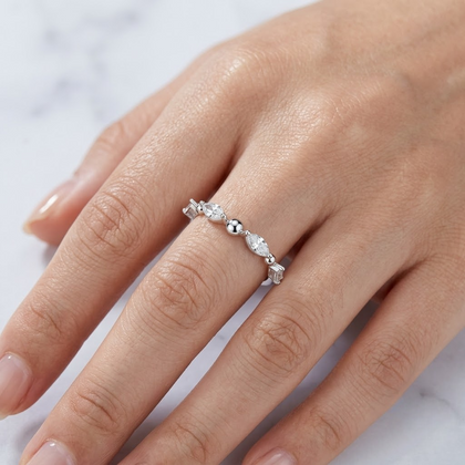 925 Sterling Silver Marquise CZ Leaf Ring for Women with Minimalist Elegant Design