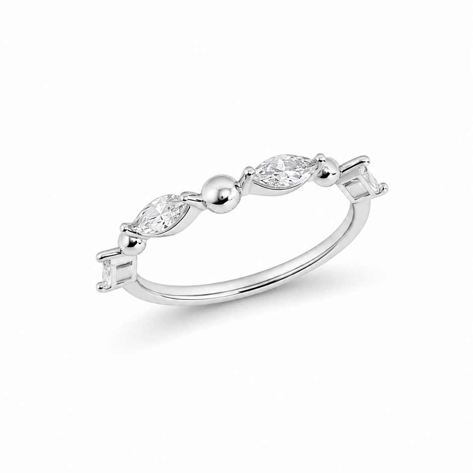 925 Sterling Silver Marquise CZ Leaf Ring for Women with Minimalist Elegant Design