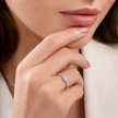 925 Sterling Silver Marquise Halo CZ Ring with Pavé Band.