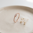925 Sterling Silver Rose Gold Marquise Halo CZ Ring with Pavé Band.