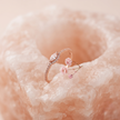 925 Sterling Silver Rose Gold Marquise Halo CZ Ring with Pavé Band.