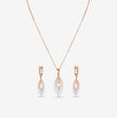 Marquise Leaf 925 Silver Rose Gold Pendant Set